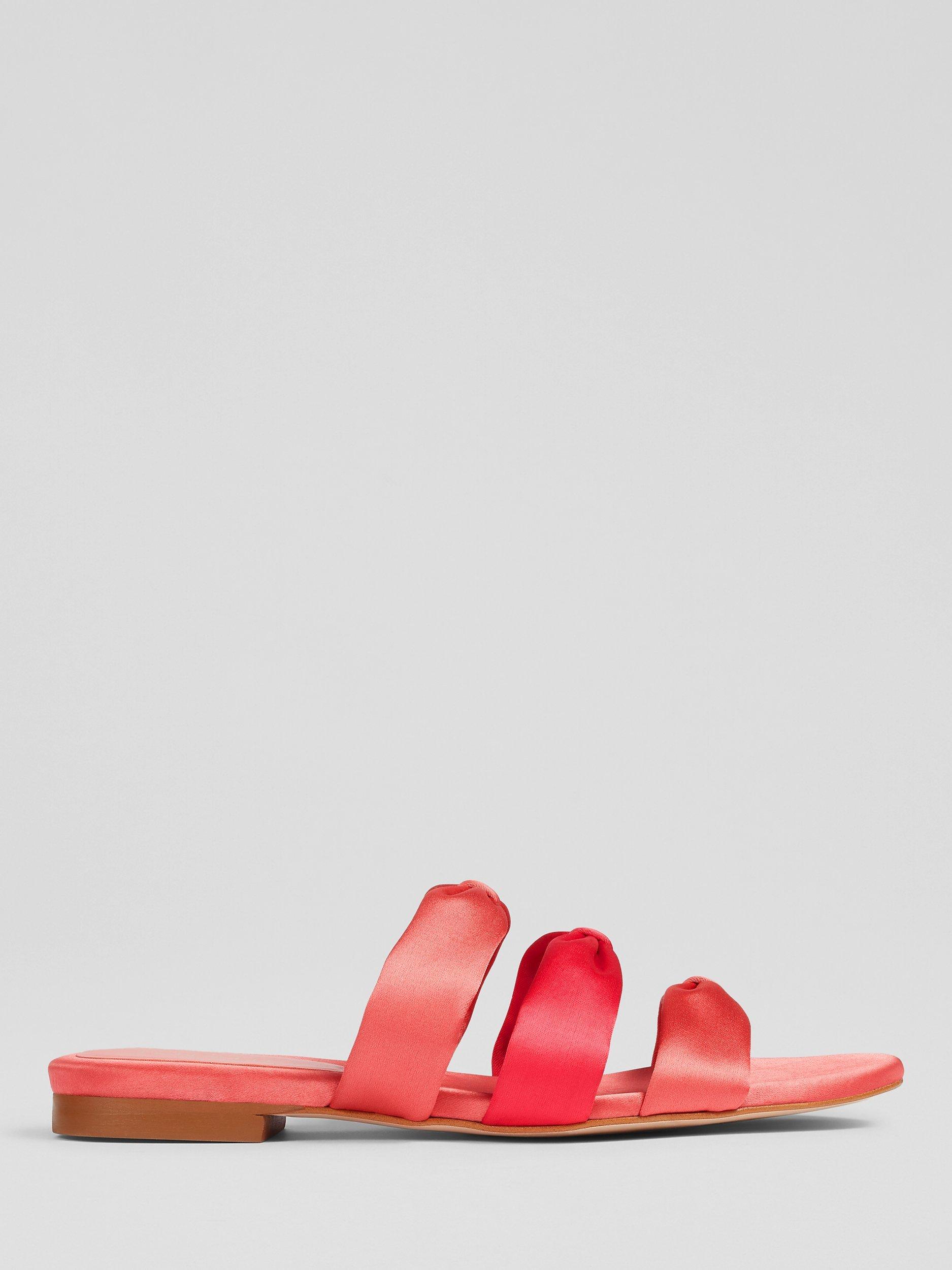 L.K.Bennett Jayla Satin Triple Strap Flat Sandals, Pink