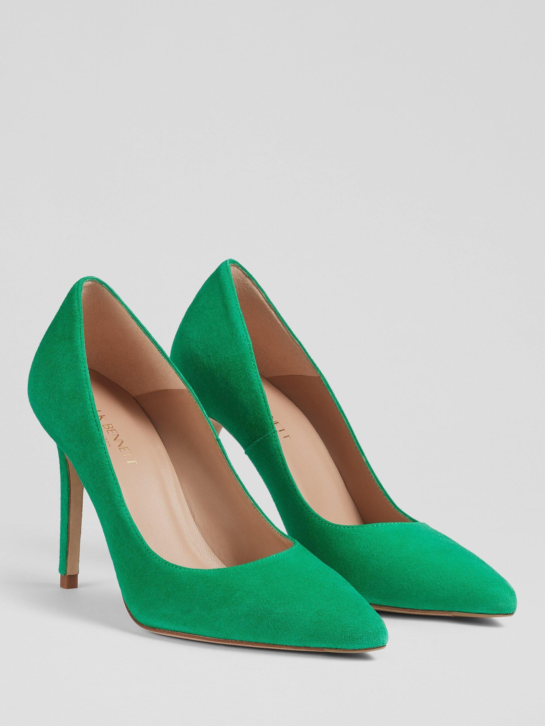 Product image 2 of 4, which shows L.K.Bennett Fern Suede Pointed Toe Court Shoes, Eden Green, 8