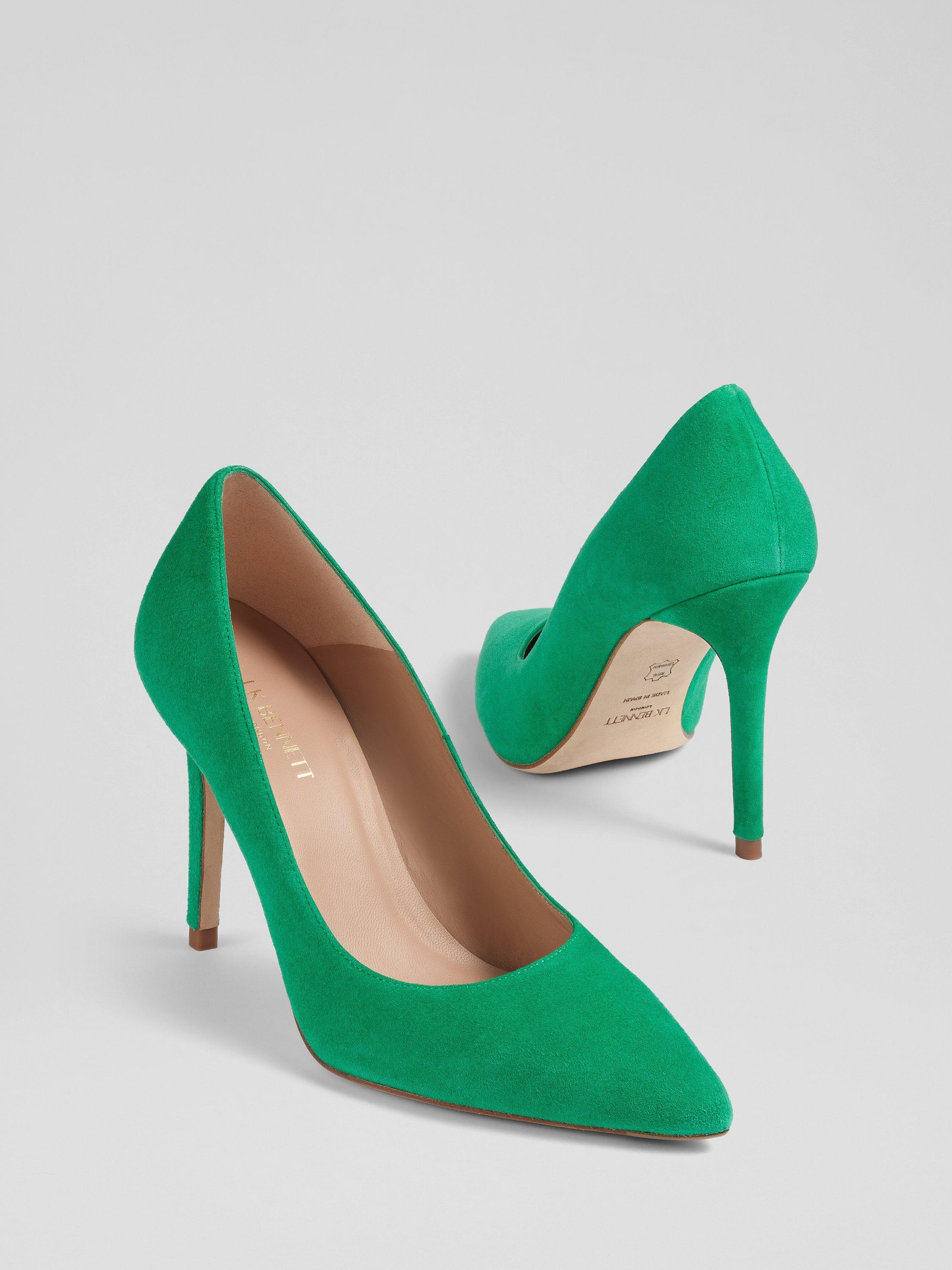 Product image 3 of 4, which shows L.K.Bennett Fern Suede Pointed Toe Court Shoes, Eden Green, 8