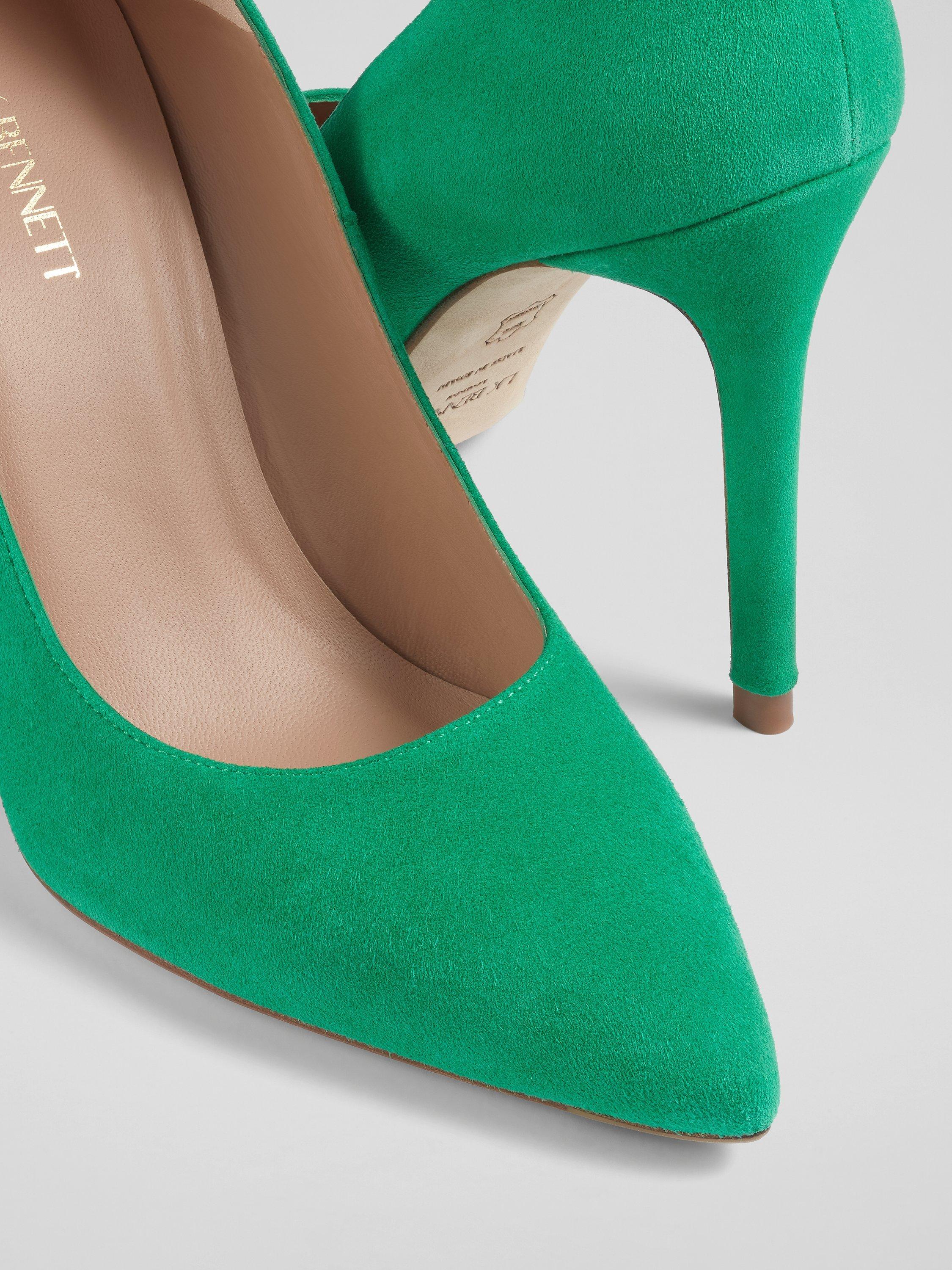 L.K.Bennett Fern Suede Pointed Toe Court Shoes Eden Green