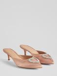 L.K.Bennett Estella Embellished Satin Kitten Heel Mules, Trench