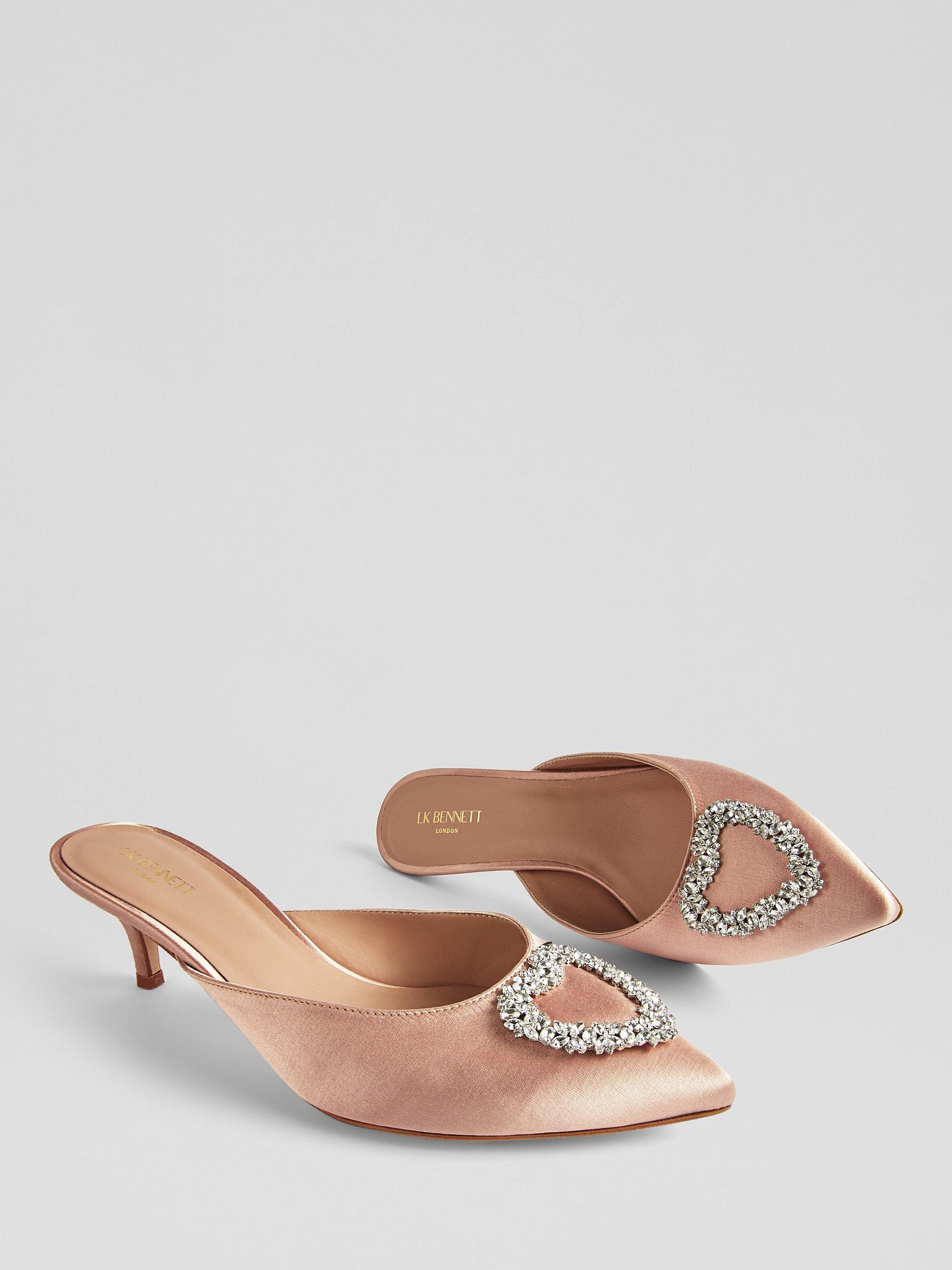 Product image 3 of 3, which shows L.K.Bennett Estella Embellished Satin Kitten Heel Mules, Trench, 5