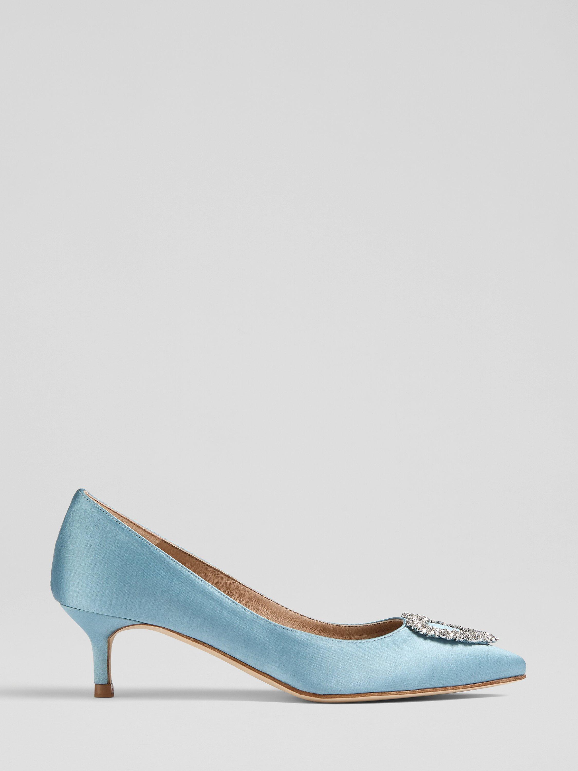 L.K.Bennett Ella Satin Kitten Heel Shoes Light Blue