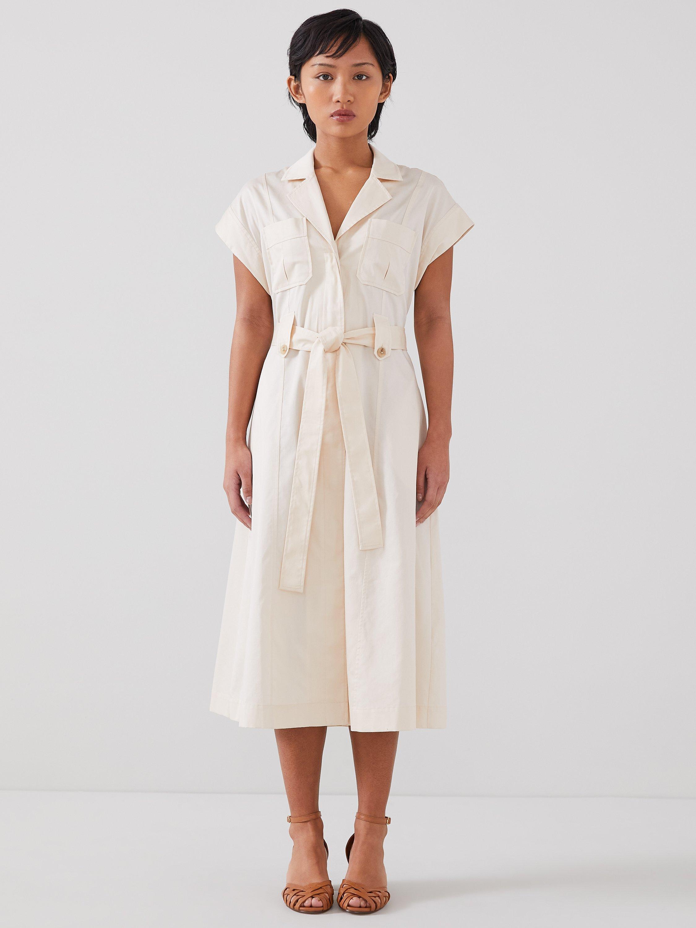 L.K.Bennett Petite Ivy Cotton Safari Dress, Ecru