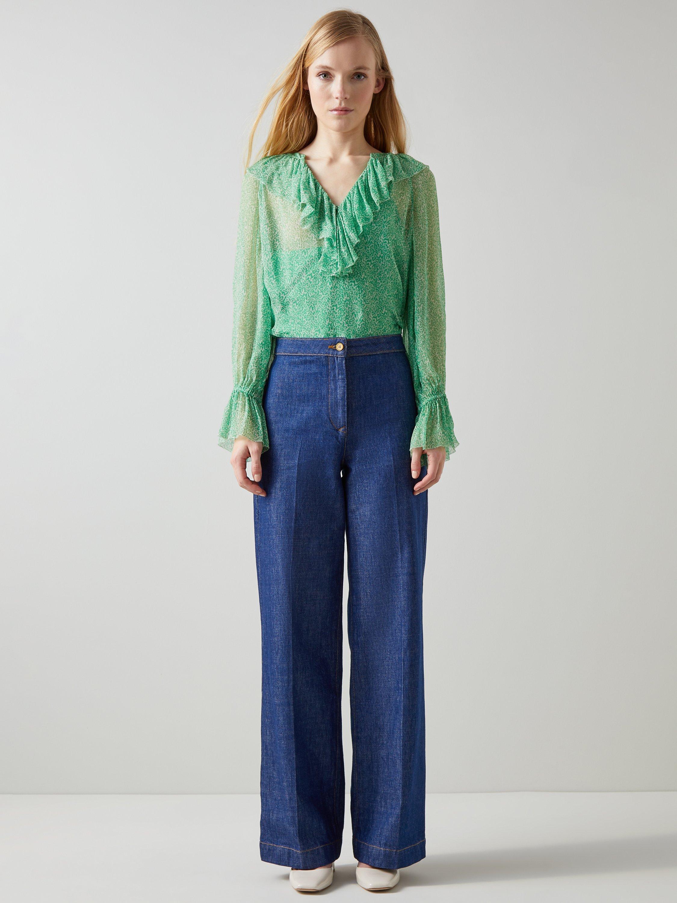 L.K.Bennett Annie Wiggle Print Ruffle Neck Blouse