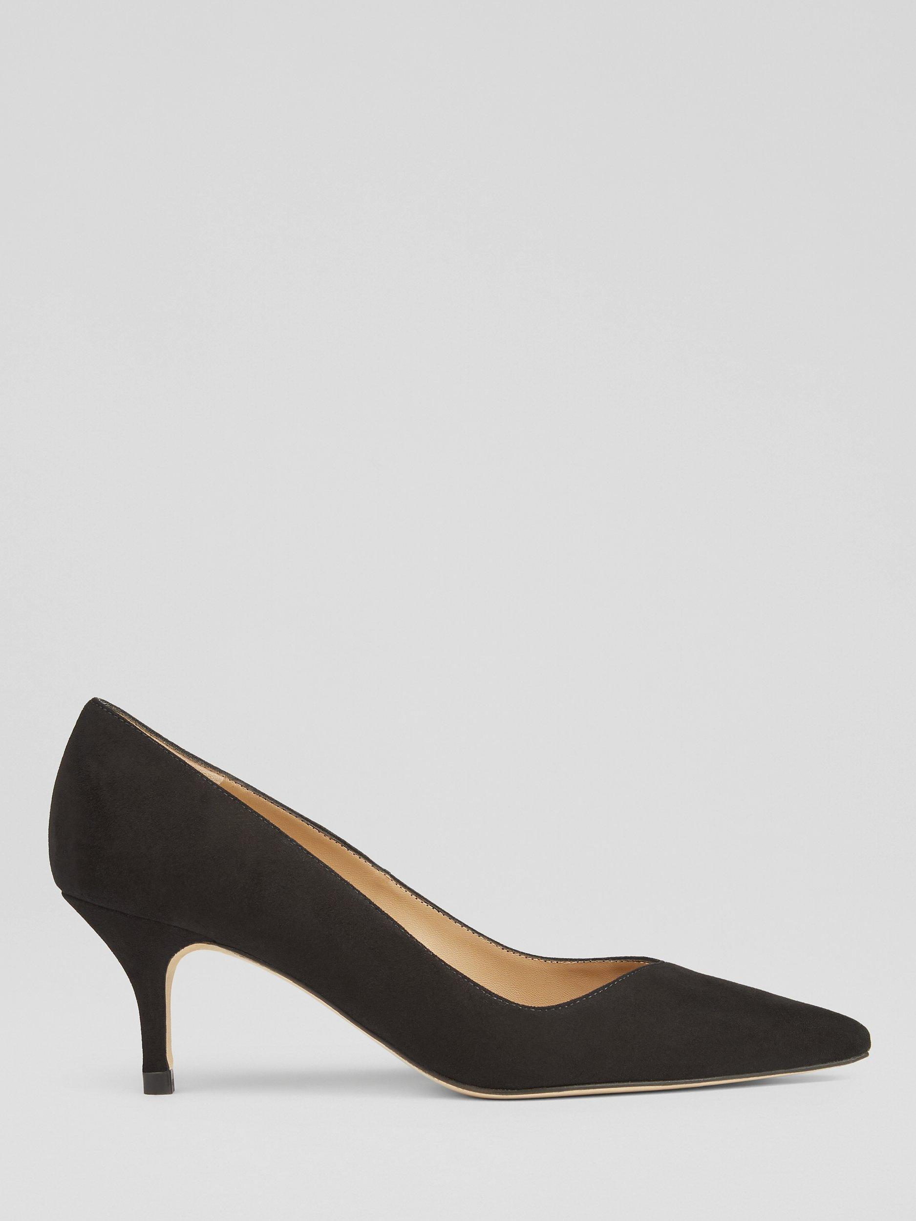 L.K.Bennett Farah Mid Heel Suede Court Shoes Bla black