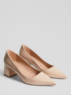 L.K.Bennett Sloane Patent Leather Block Heel Court Shoes - view 2, Bei-trench