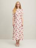 L.K.Bennett Delilah Floral Bouquet Print Jacquard Silk Midi Dress, Cream/Multi