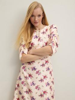 L.K.Bennett Delilah Floral Bouquet Print Jacquard Silk Midi Dress, Cream/Multi - view 2, Cream/Multi