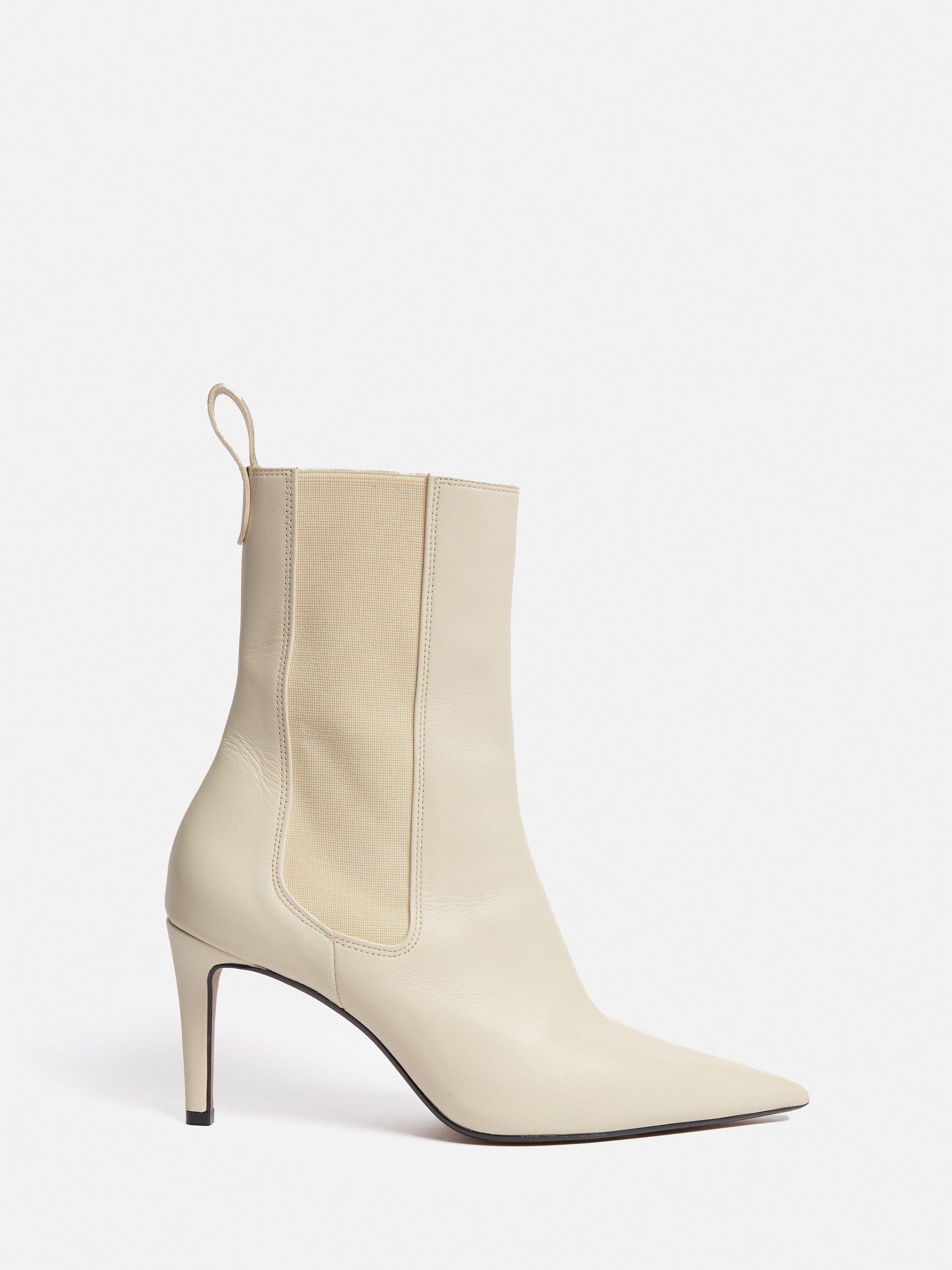 Jigsaw Skelter Pull-On Leather Ankle Boots, Cream