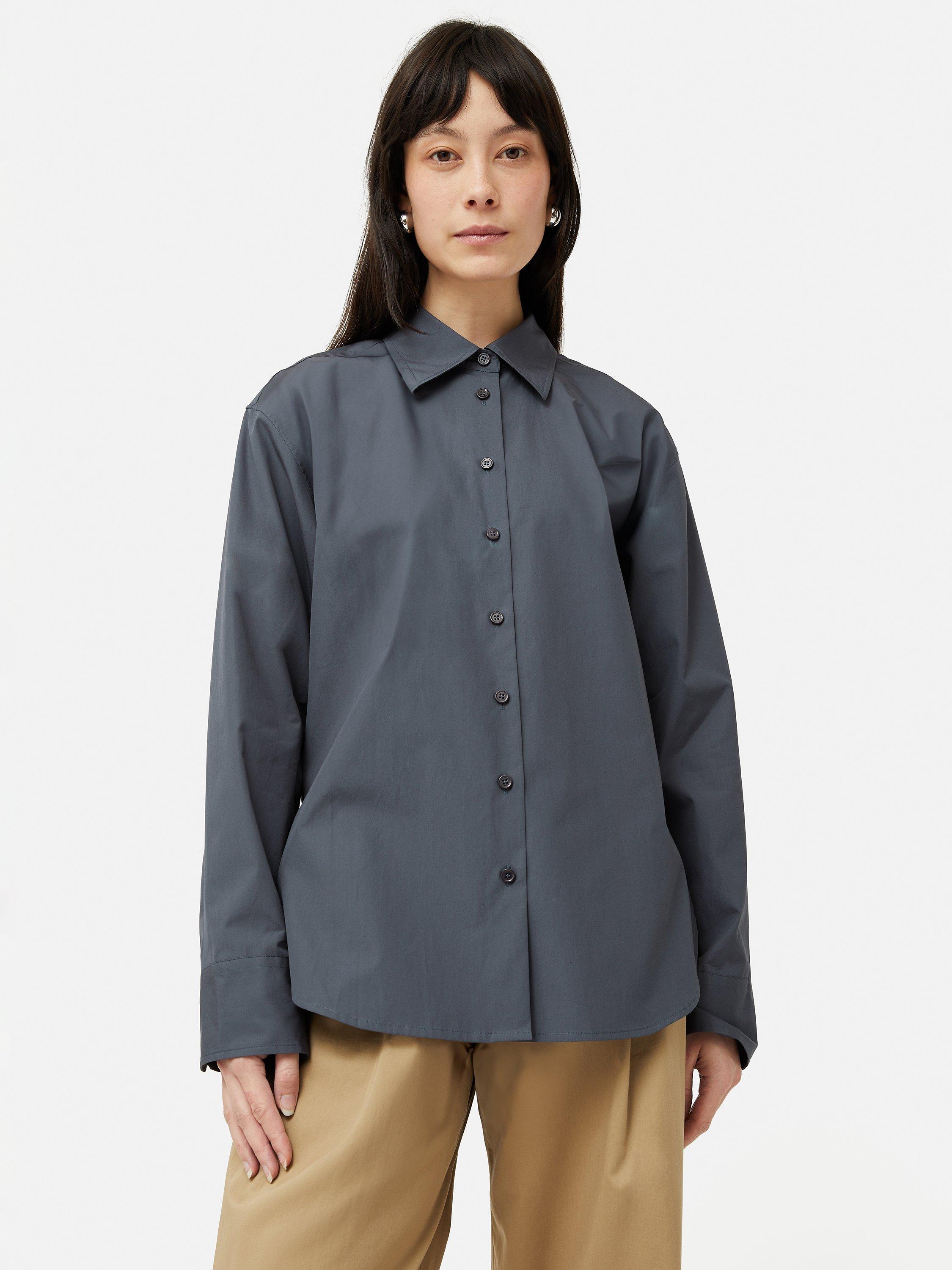 Jigsaw Cotton Poplin Shirt, Navy, 12