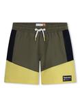 Timberland Kids' Logo Colour Block Swim Shorts, Mid Green/Multi