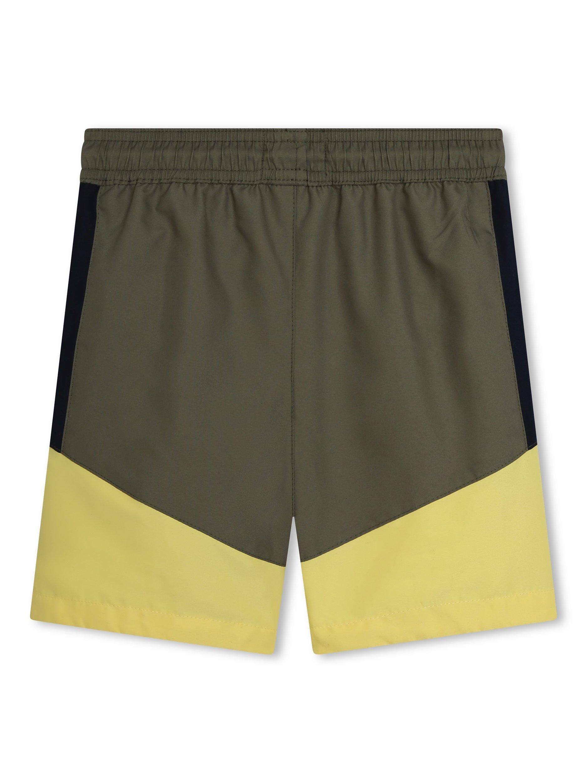 Product image 2 of 2, which shows Timberland Kids' Logo Colour Block Swim Shorts, Mid Green/Multi, 4 years