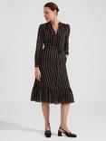 Hobbs Petite Alexia Dress, Black Camel