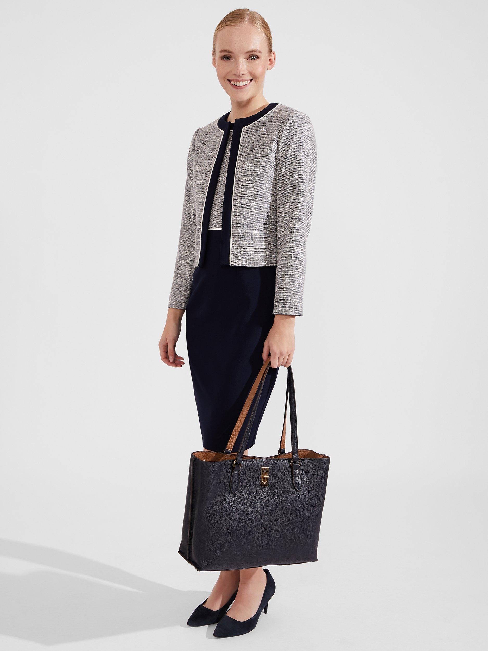 Product image 7 of 7, which shows Hobbs Petite Laurie Dress, Navy/Ivory, 12