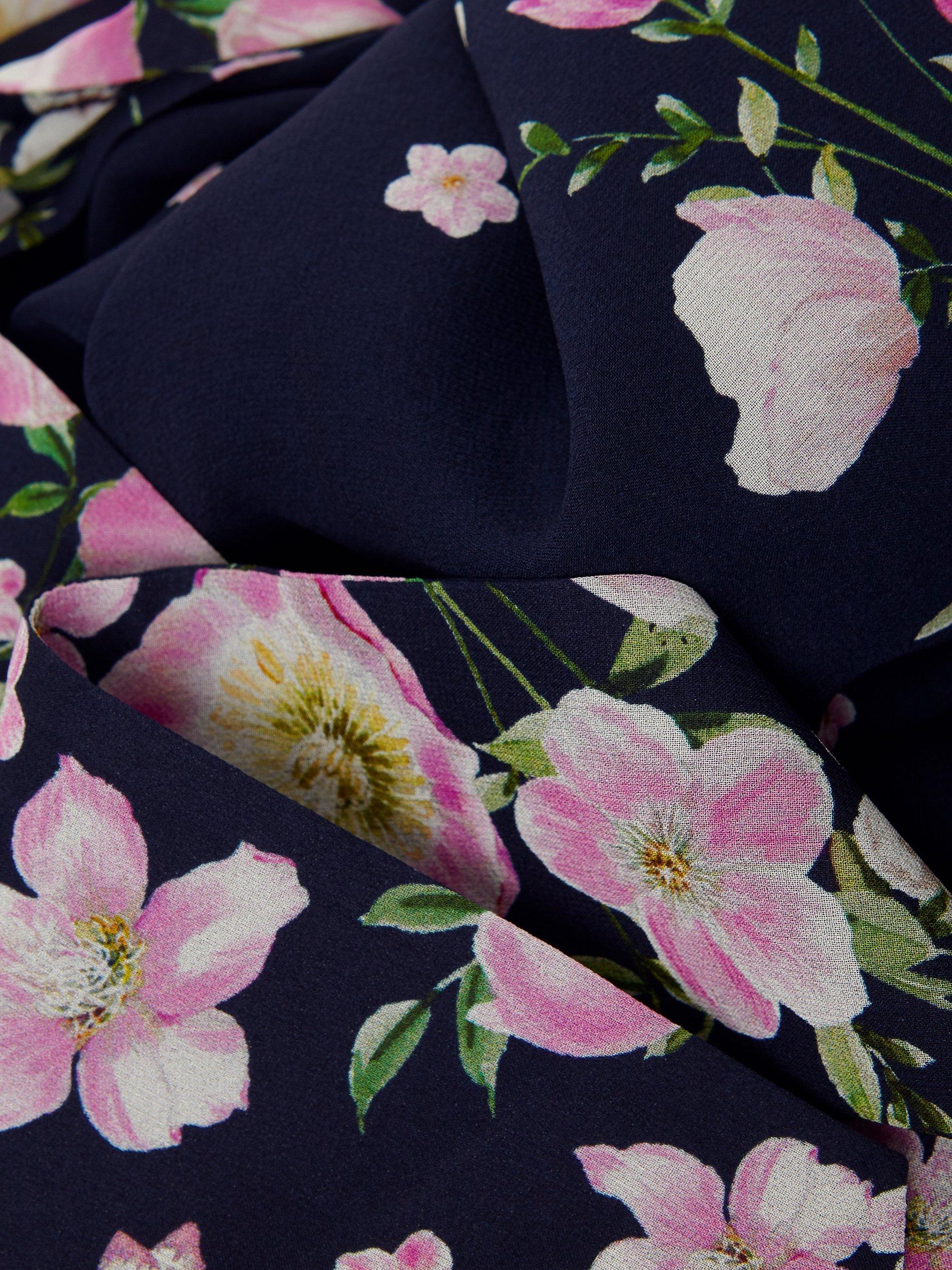 Product image 6 of 7, which shows Hobbs Petite Juliet Floral Midi Dress, Navy/Multi, 10