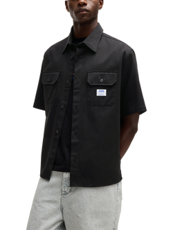 HUGO Ekyno Kent Collar Shirt, Black, Black