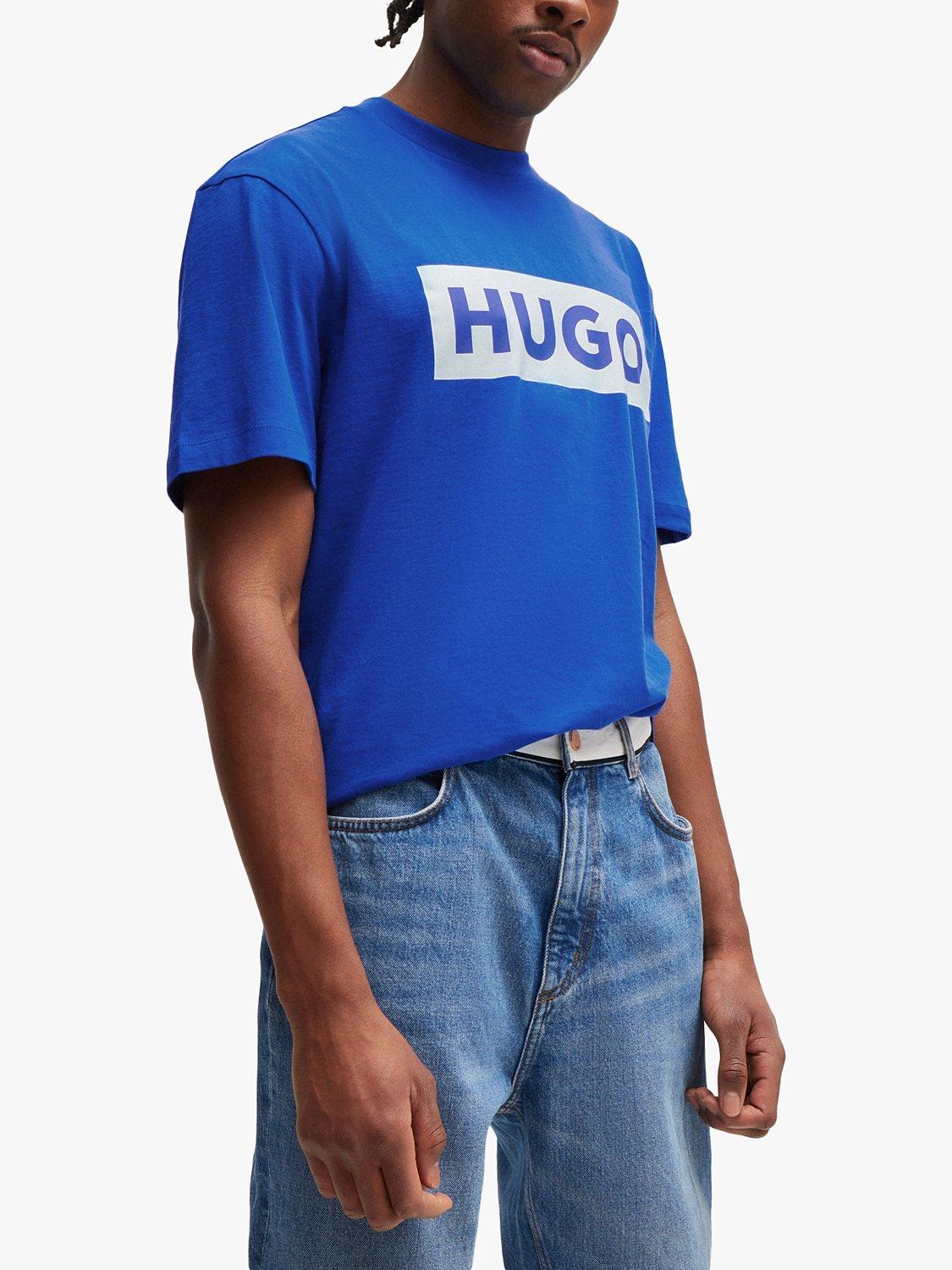 HUGO Nico Logo Print T-Shirt, Open Blue