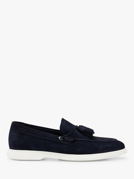 BOSS Sienne Suede Tassel Loafers, Dark Blue