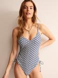 Boden Geometric Print Swimsuit, Navy/White