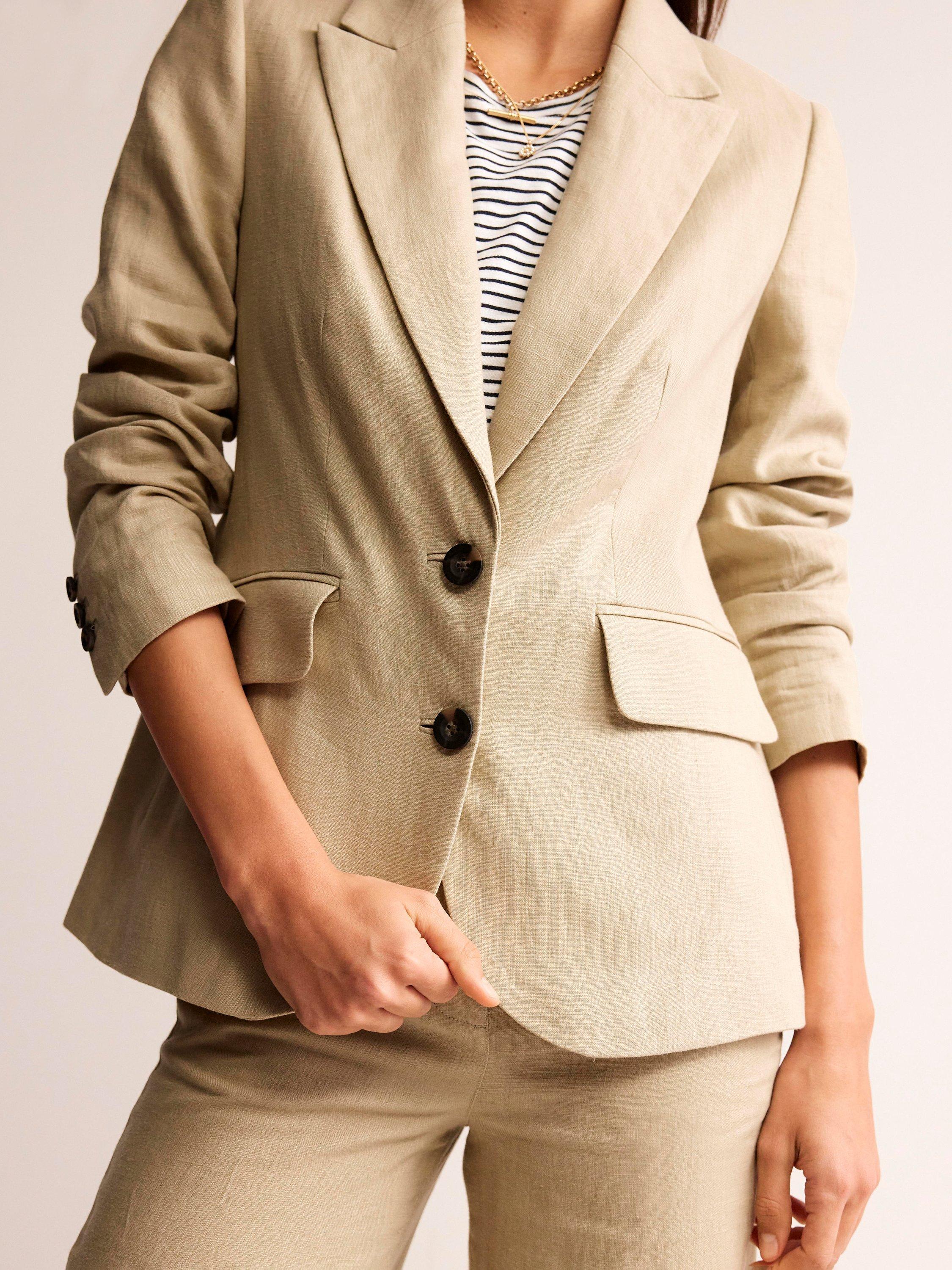 Boden Marylebone Linen Blazer, Neutral, 10