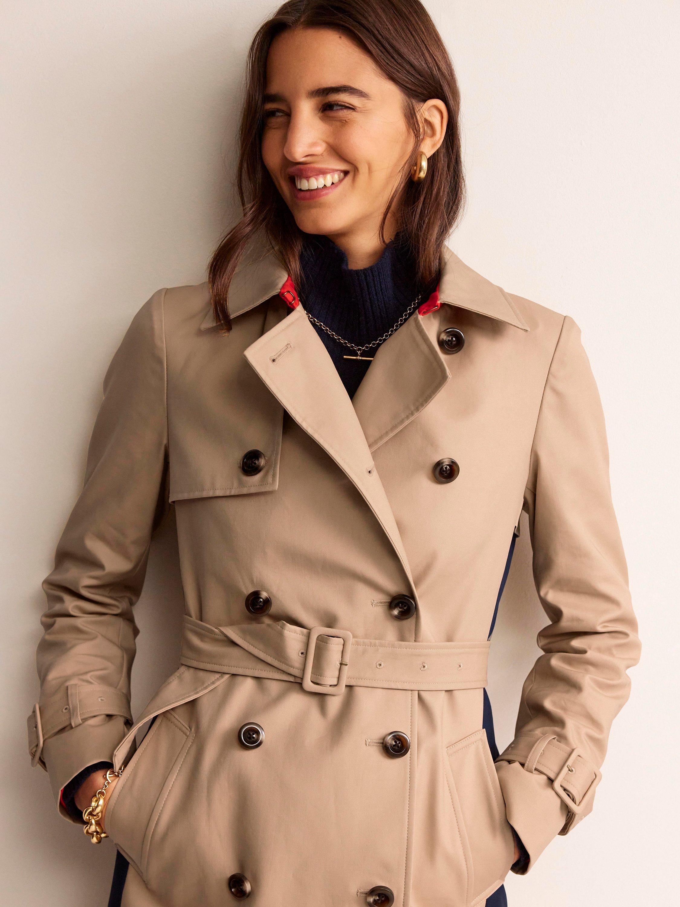 Boden Colour Block Trench Coat Neutral Multi