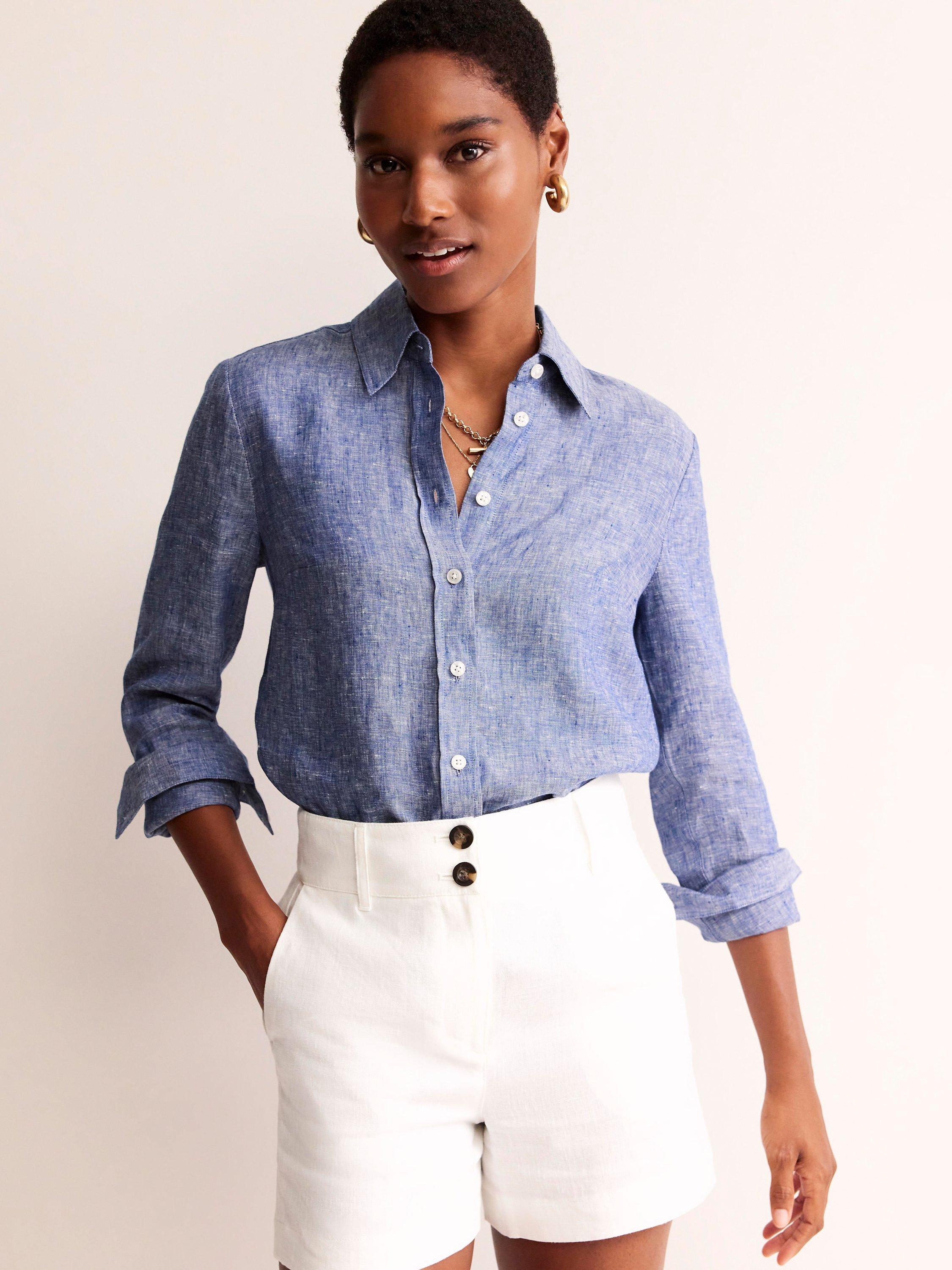 Boden Sienna Linen Shirt Authentic Blue