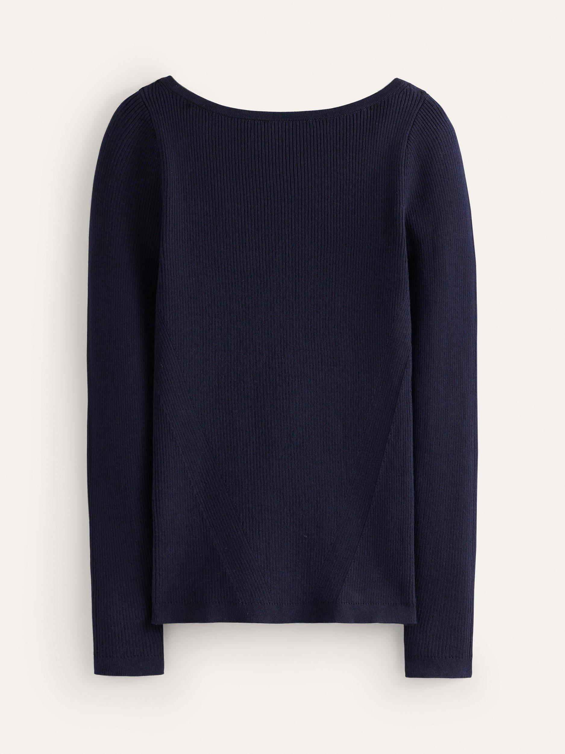 Boden Cotton Blend Boat Neck Jumper Navy