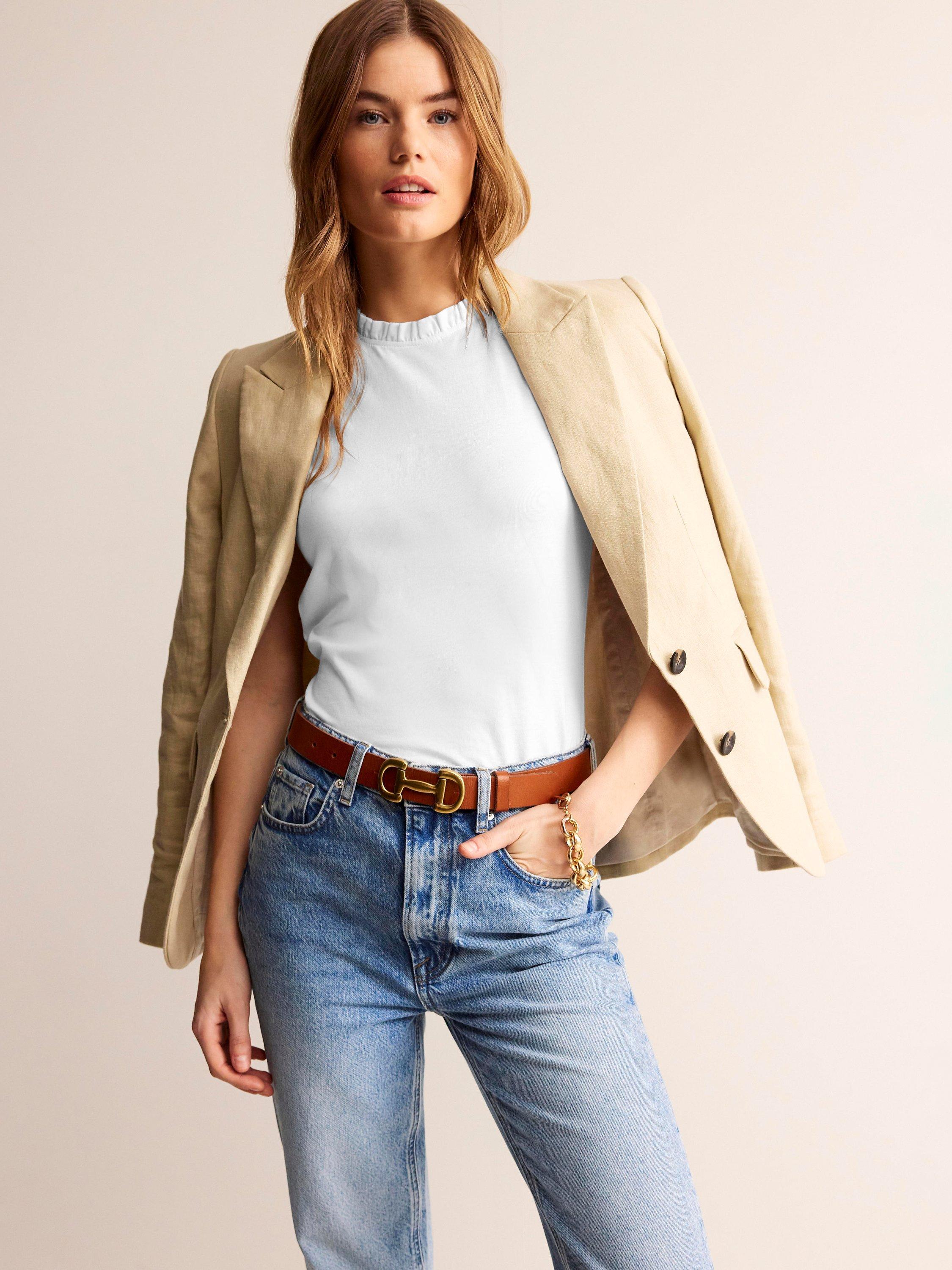 Boden Supersoft Frill Detail Top, White