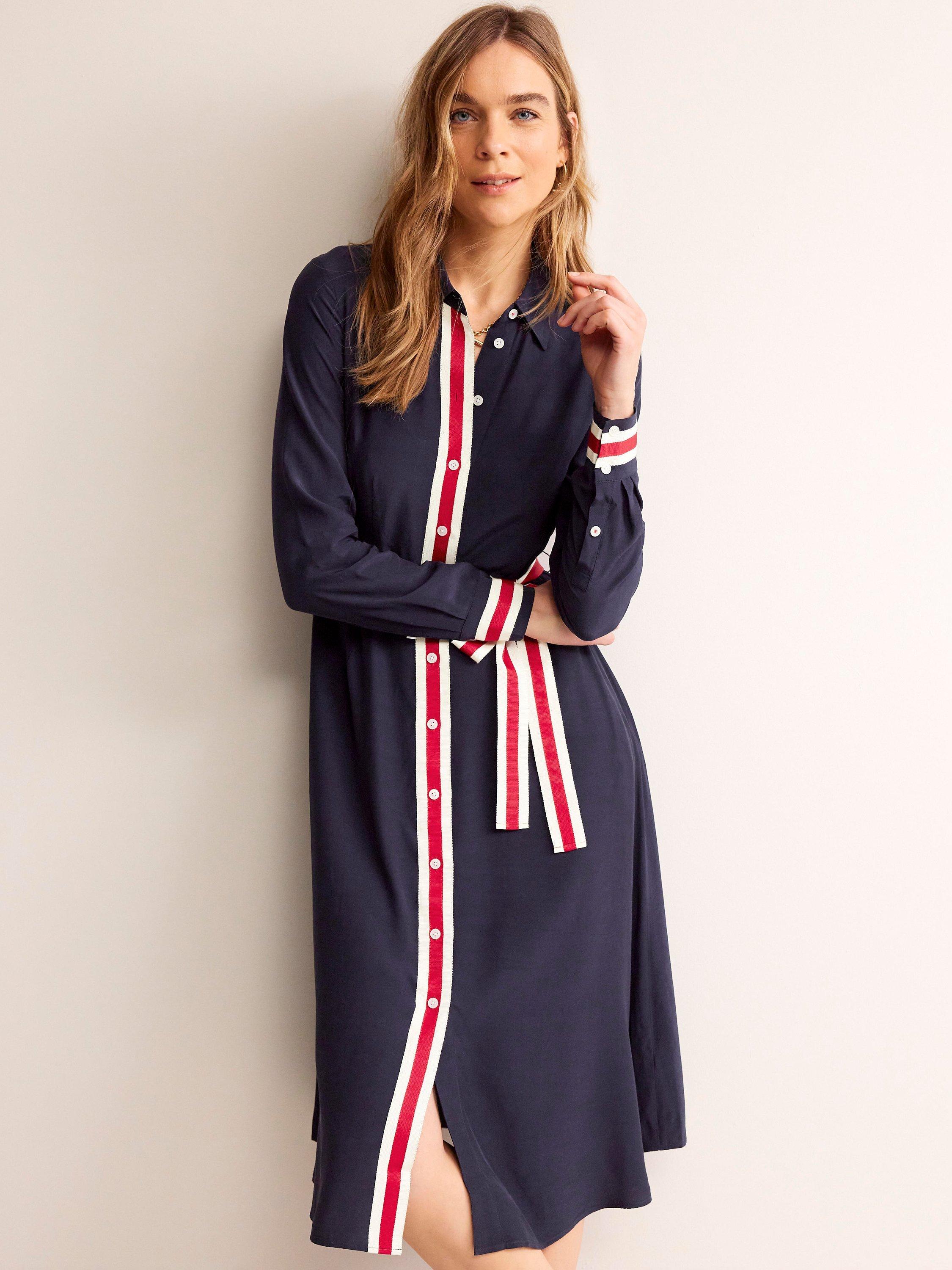 Boden Kate Tipping Shirt Dress, Navy/Multi