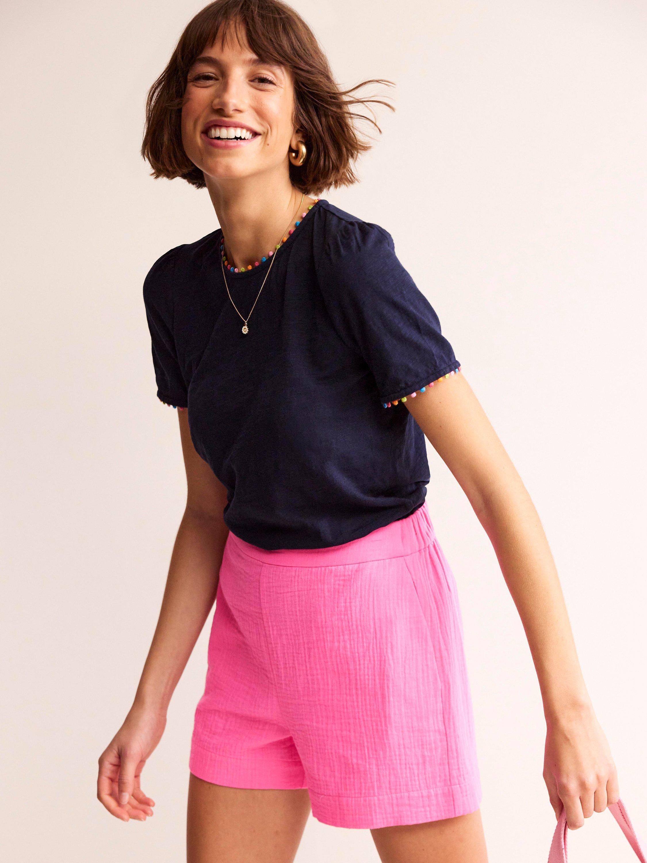 Boden Doublecloth Cotton Shorts, Sangria Sunset