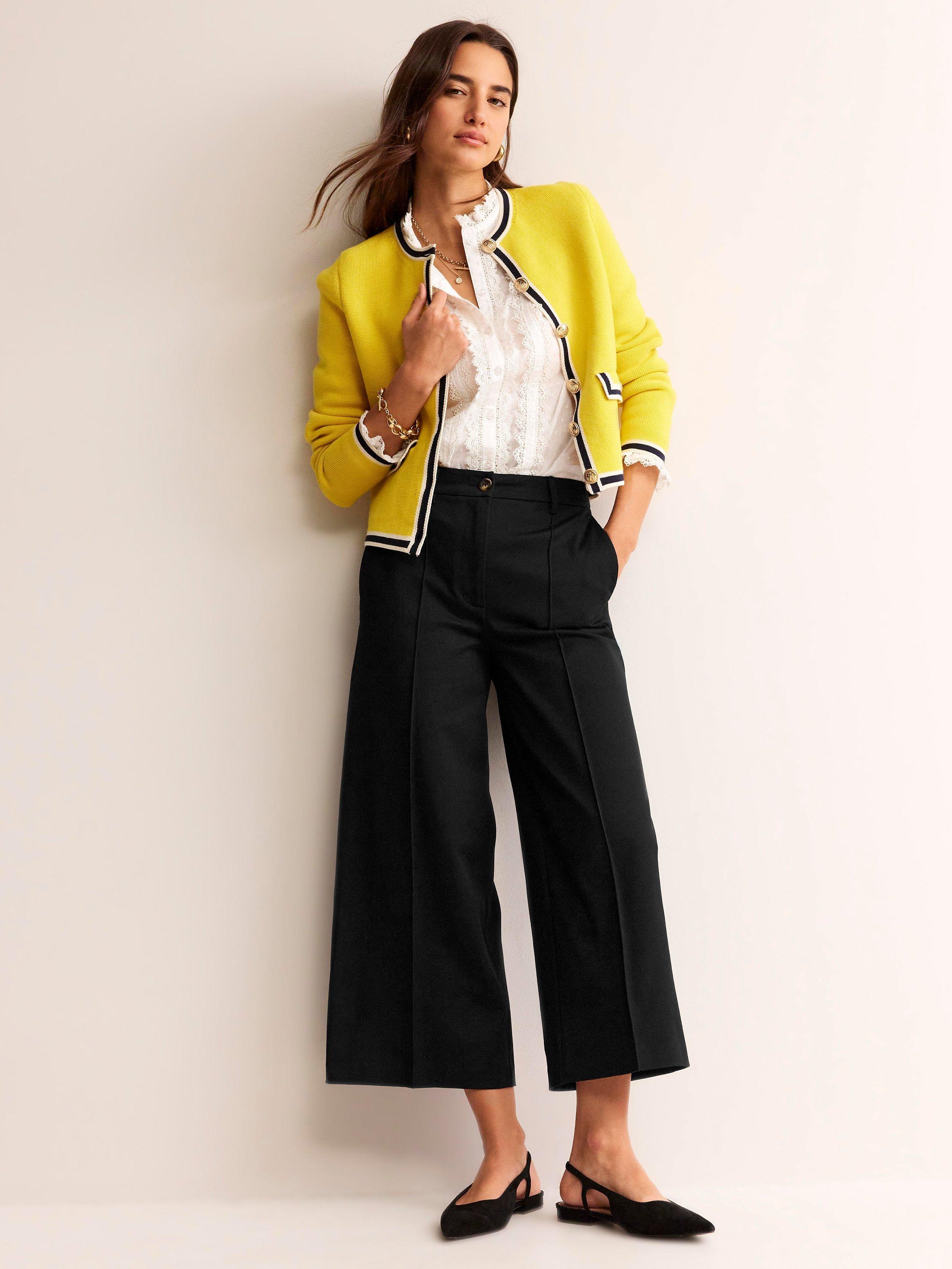 Boden Wide Leg Cropped Trousers, Black
