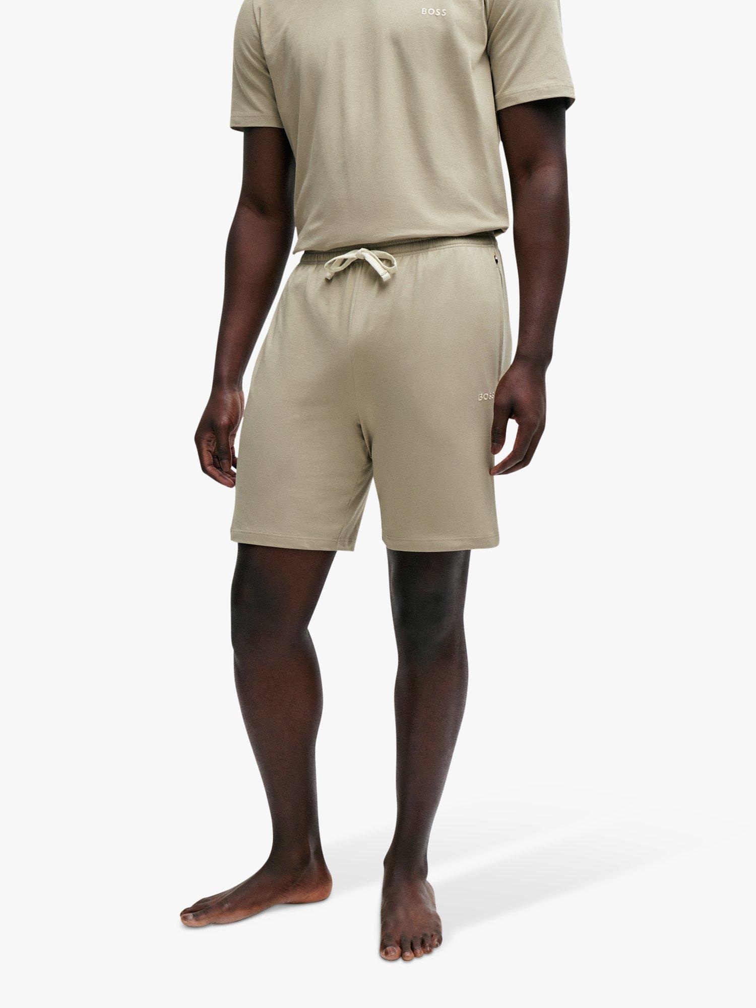 BOSS Embroidery Logo Lounge Shorts, Dark Beige