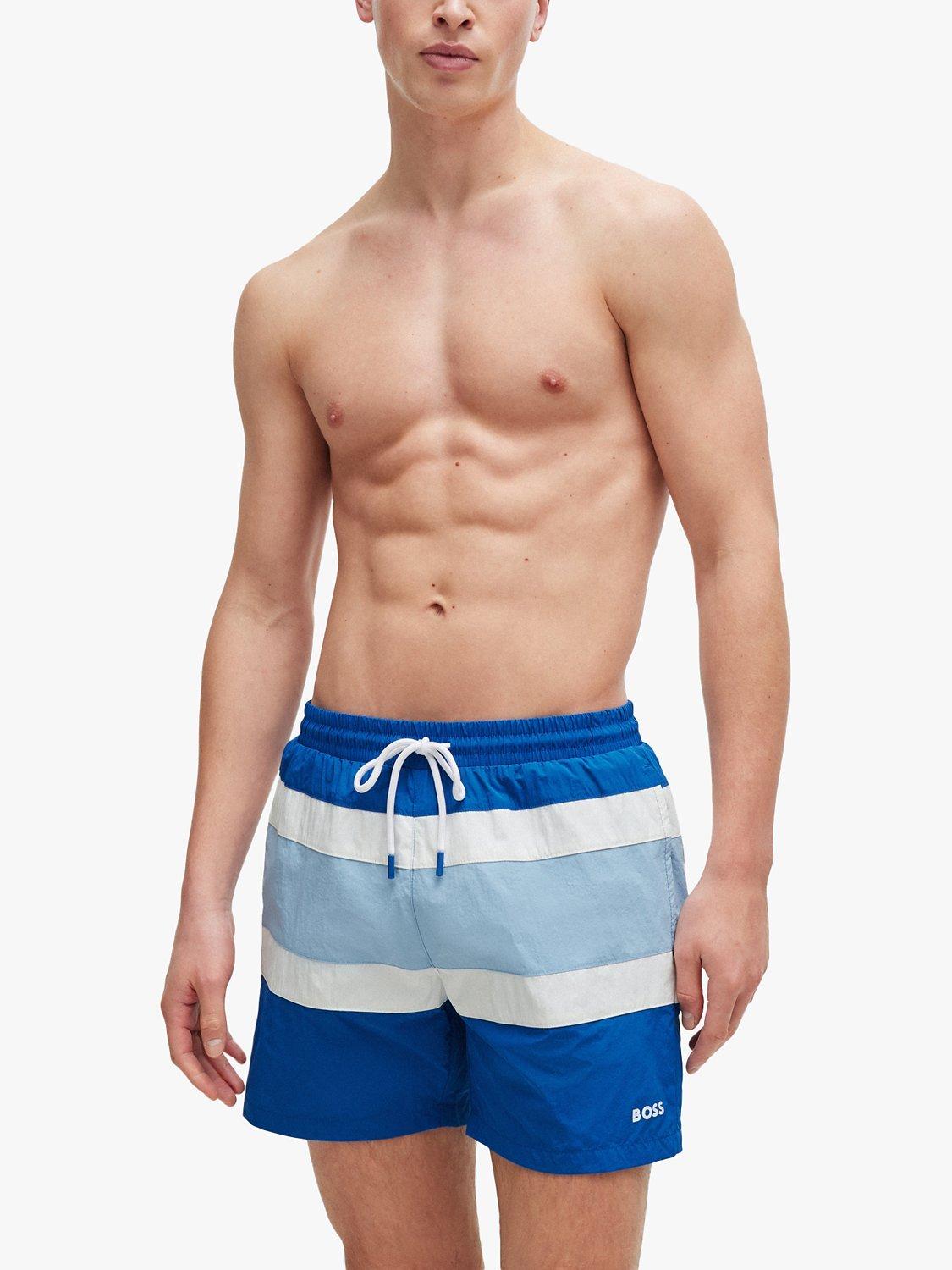 BOSS Rico 423 Stripe Swim Shorts, Blue