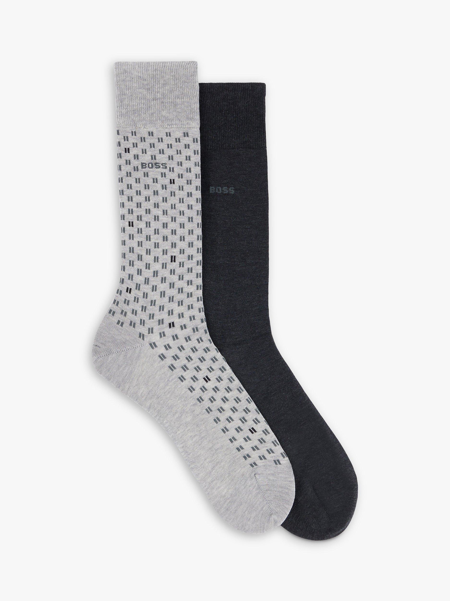 HUGO BOSS Mini Tile Socks, Pack of 2, Silver