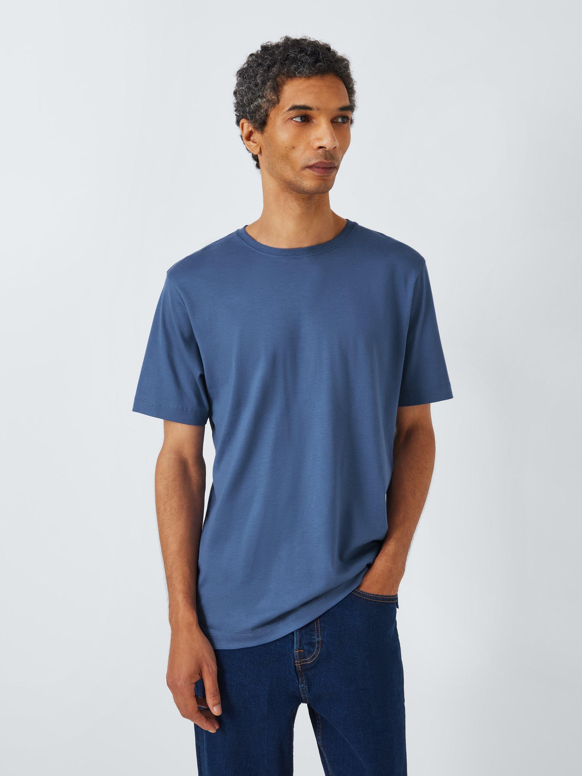 Product image 1 of 6, which shows John Lewis Supima Cotton Jersey Crew Neck T-Shirt, Bijou Blue, S