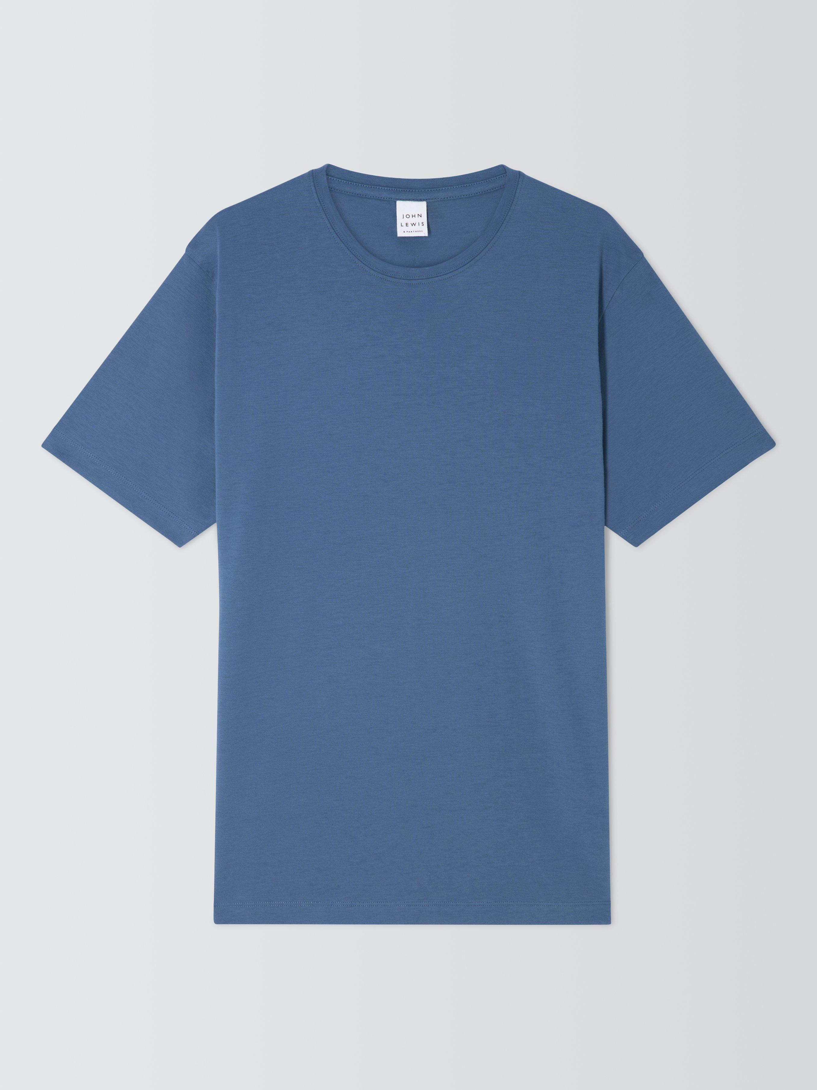 Product image 4 of 6, which shows John Lewis Supima Cotton Jersey Crew Neck T-Shirt, Bijou Blue, S