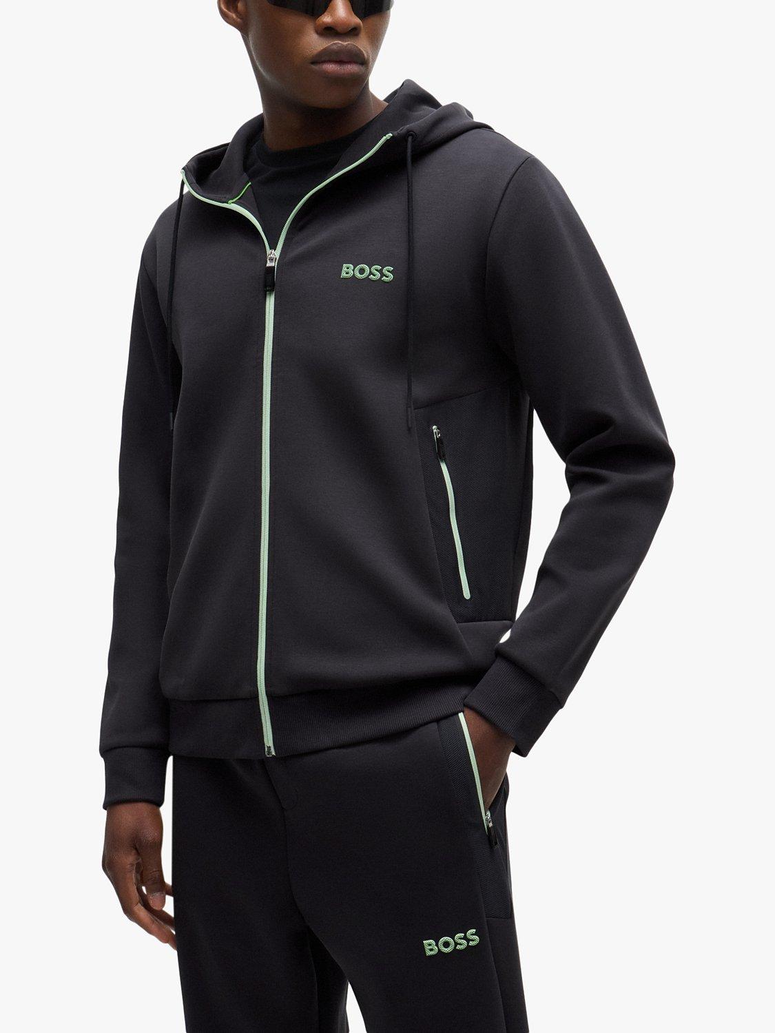BOSS Saggy Zip Through Hoodie, Charcoal