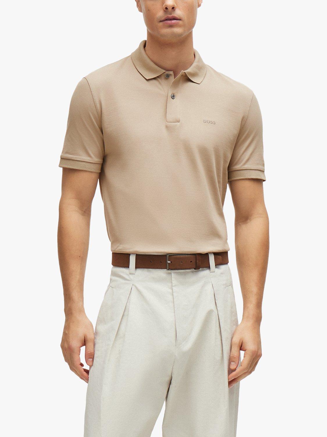 BOSS Pallas Regular Fit Polo Shirt, Dark Beige