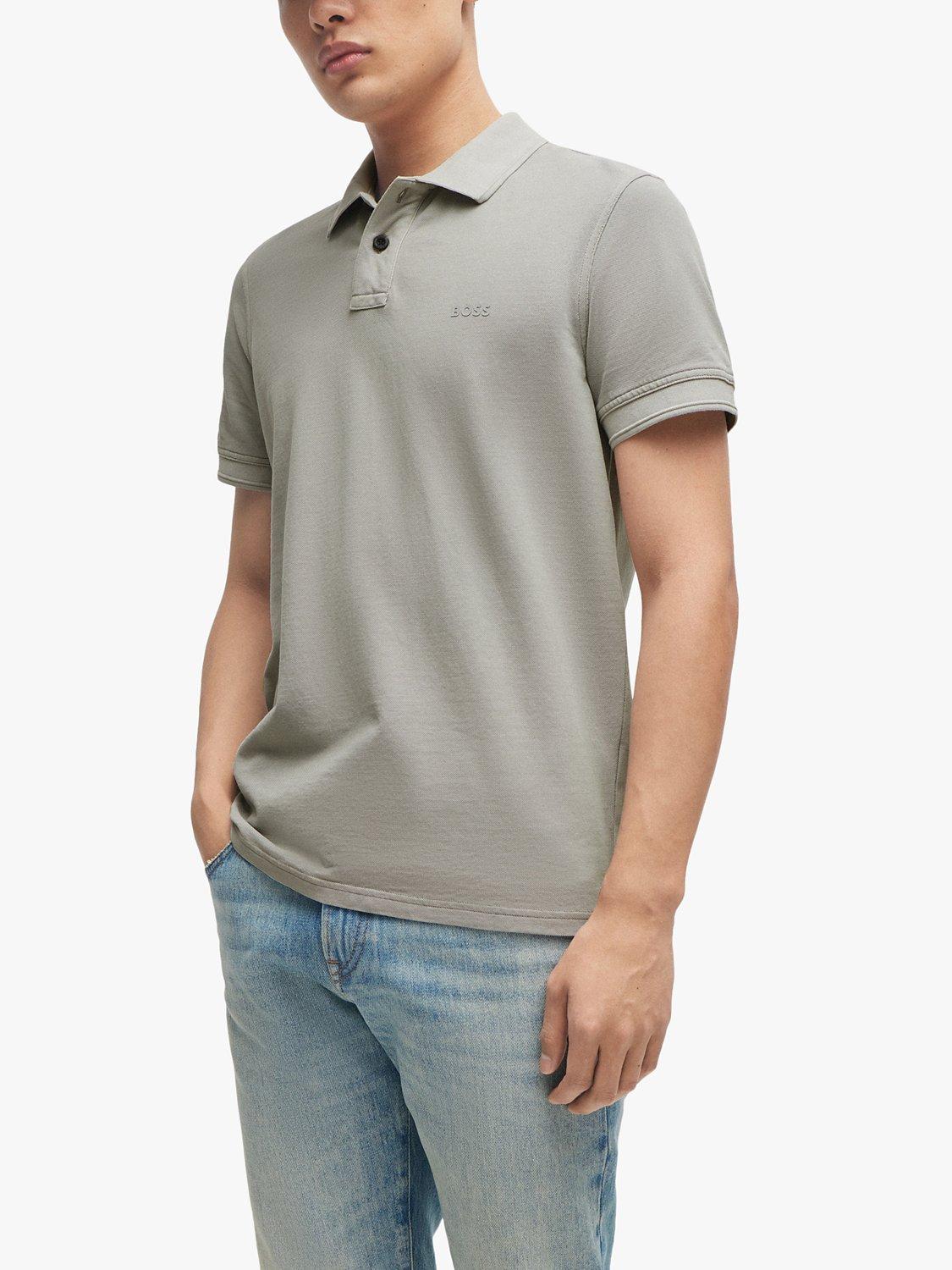 BOSS Prime Cotton Polo Top, Pastel Grey