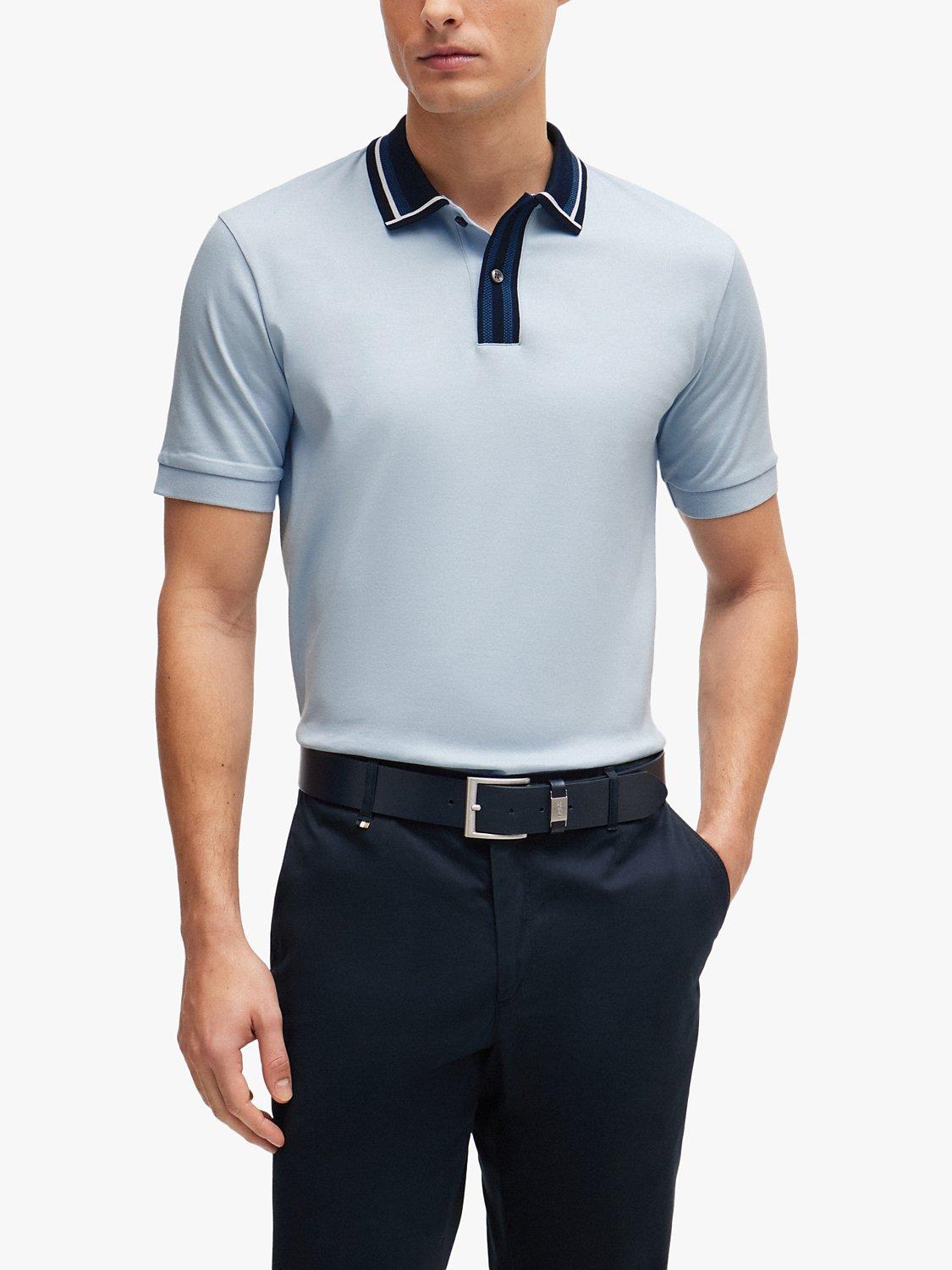 BOSS Phillipson Cotton Polo Top, Light/Pastel Blue