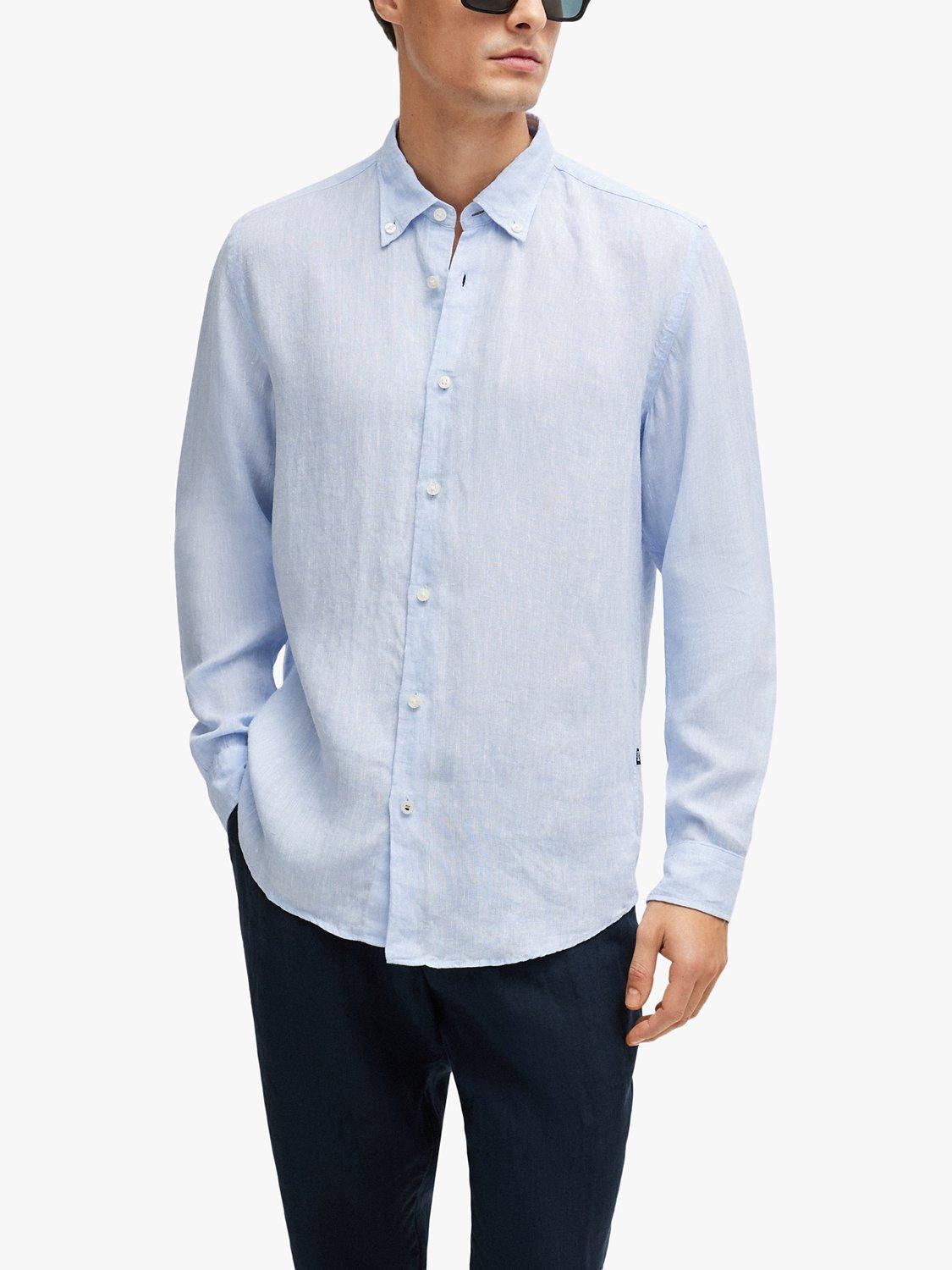 BOSS Liam Long Sleeve Shirt, Pastel Blue, XXL