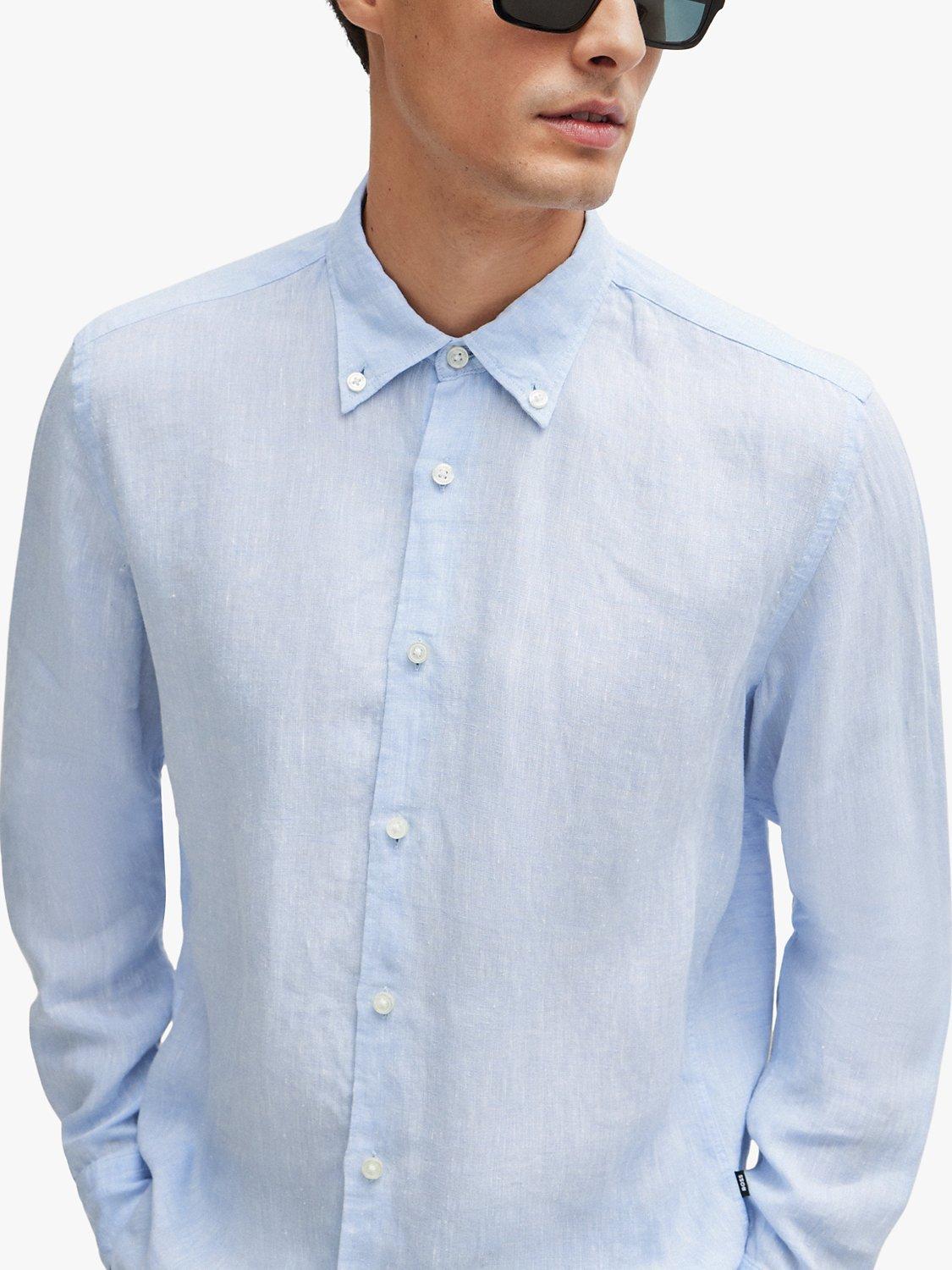 BOSS Liam Long Sleeve Shirt, Pastel Blue, XXL