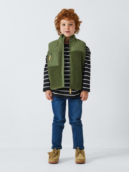 John Lewis Kids' Breton Stripe Top, Black - view 2, Black