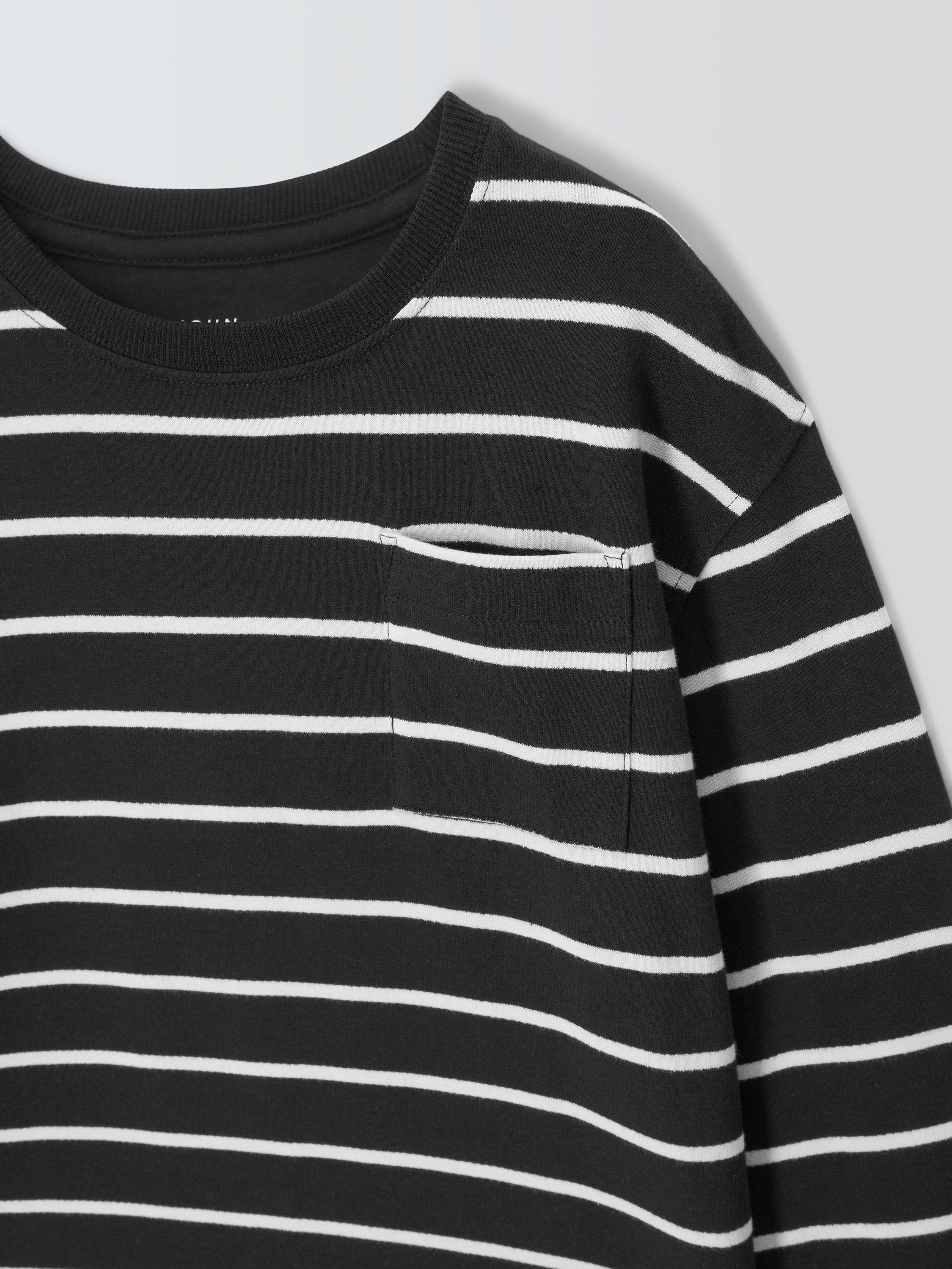 Product image 6 of 6, which shows John Lewis Kids' Breton Stripe Top, Black, 3 years