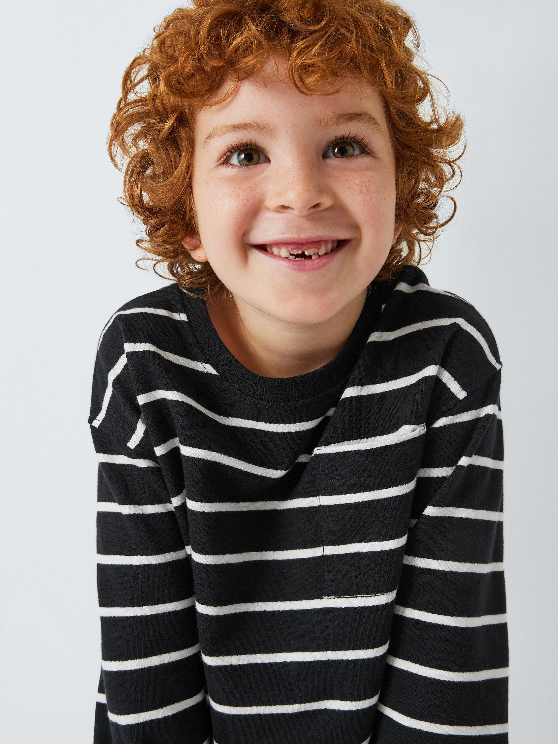 Product image 4 of 6, which shows John Lewis Kids' Breton Stripe Top, Black, 3 years