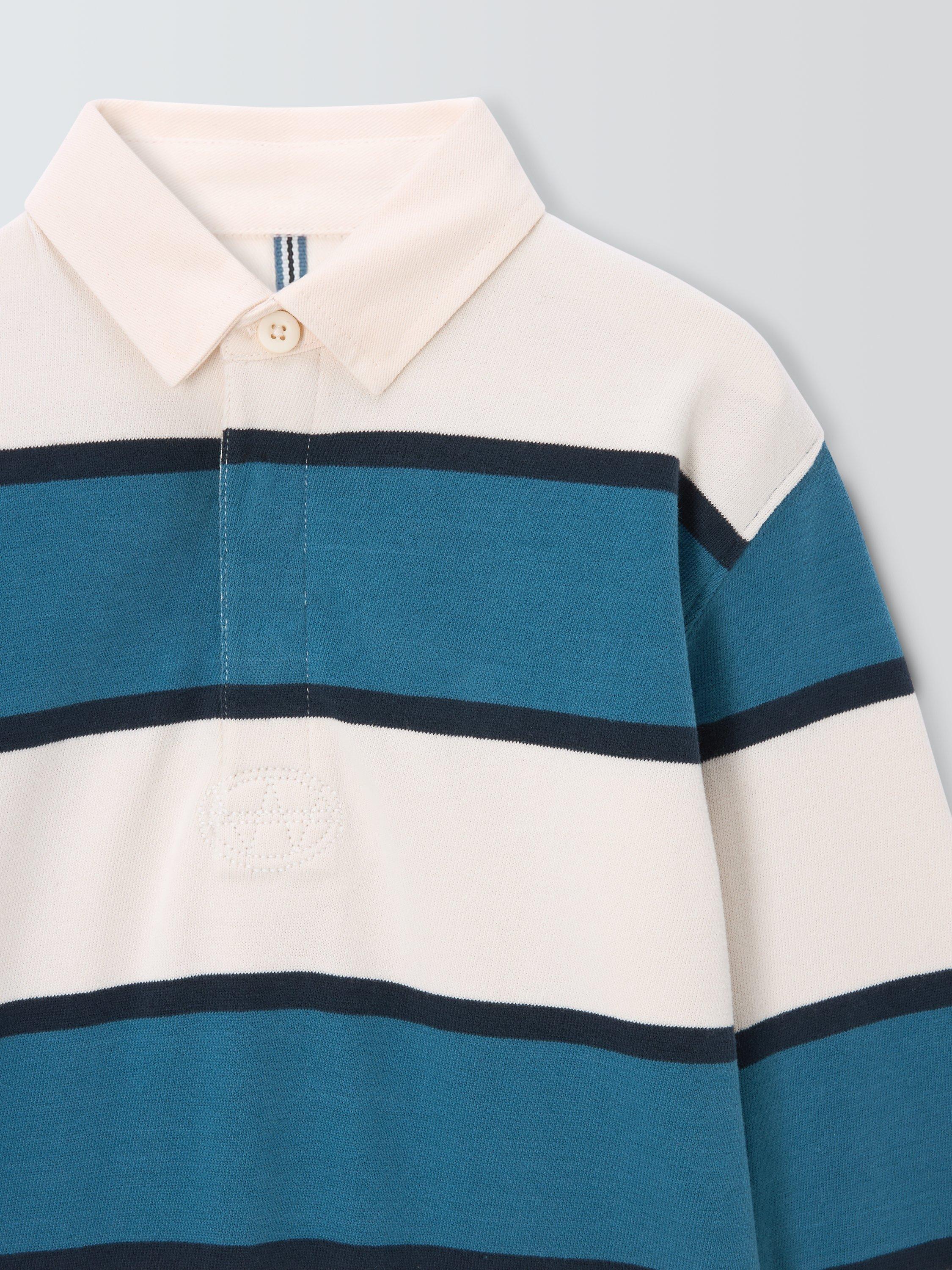 John Lewis Kids' Stripe Rugby Shirt, Blue, 9 years