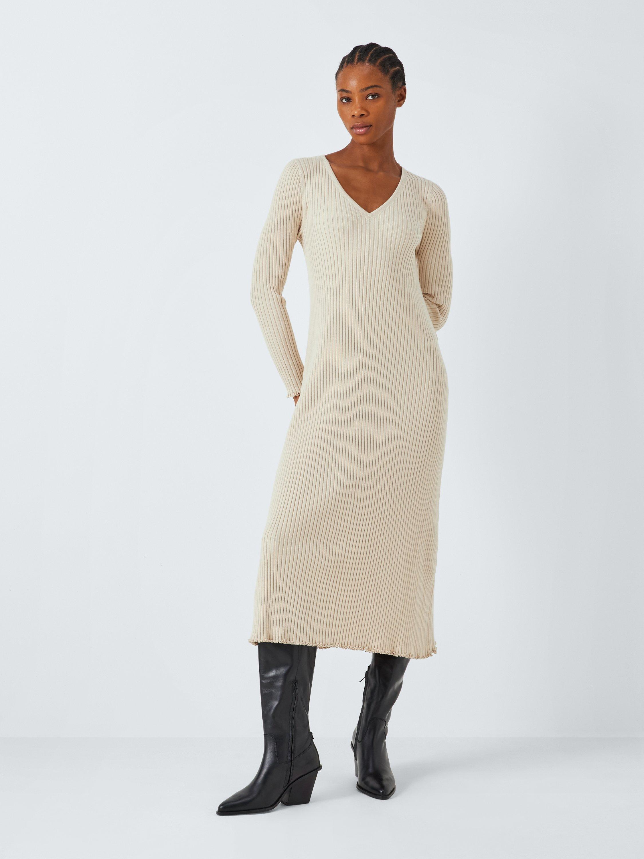 John Lewis ANYDAY Ribbed Knit Maxi Dress Natural Natural