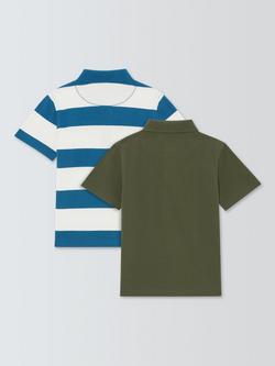 John Lewis Kids' Cotton Short Sleeve Polo Shirt, Pack of 2, Multi - view 2, Multi