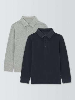 John Lewis Kids' Pique Cotton Polo Shirts, Pack of 2, Multi, Multi